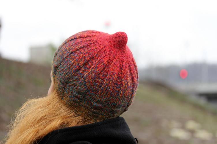 Hand-made, bright, soft and comfy hat "Bullfinch"