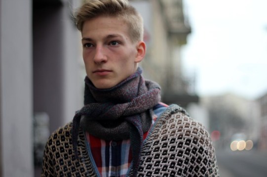 Hand-knitted shawl for a man "About a Boy"
