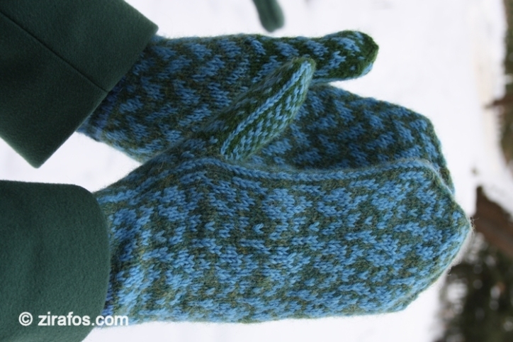 Wooly, comfy mittens "Bellflowers"