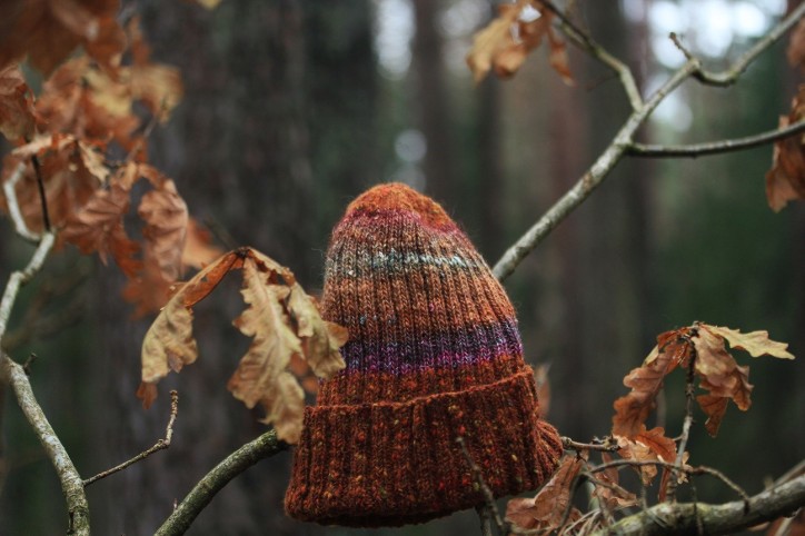 A handmade wool hat, warm and colourful