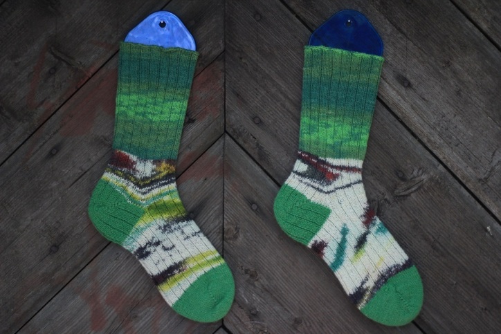 Handmade wool socks inspired by spring