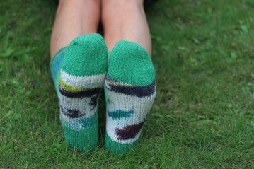 Handmade wool socks inspired by spring